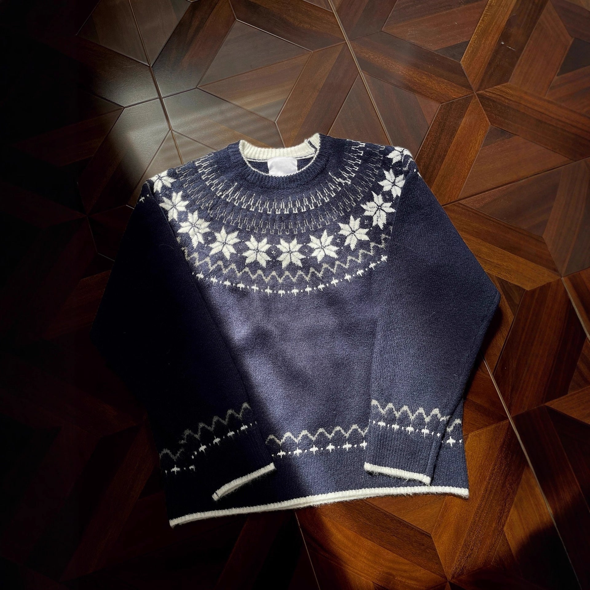 Mens Retro Jacquard Pullover Knit Sweater