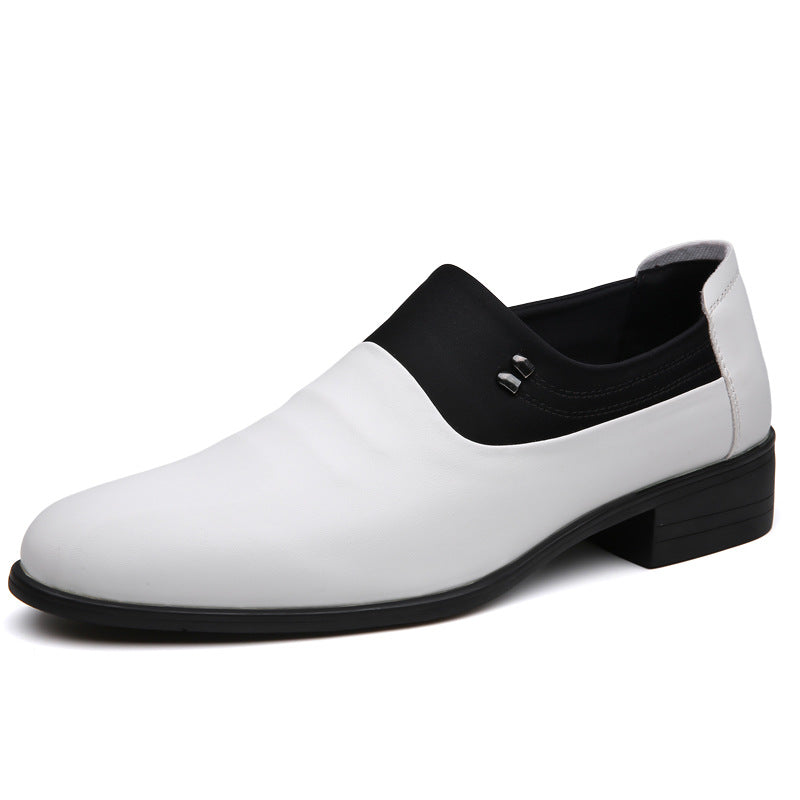 Men's British Business Soft Leather Pointed Toe Youth Leather White Shoes Pumps