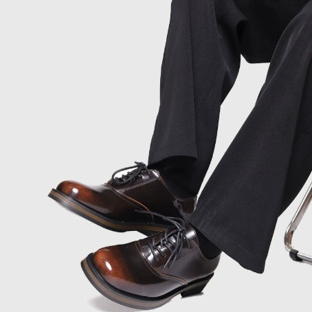 Mens Two-tone Thick-soled Leather Shoes Are Perfect For Both Casual And Commute Wear