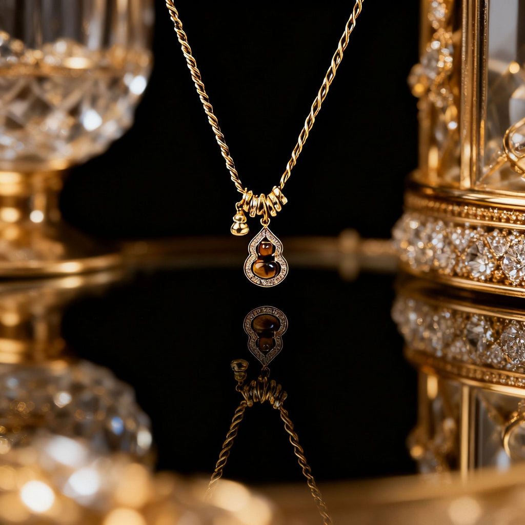 Natural Tiger Eye Stone Gourd Bead Necklace