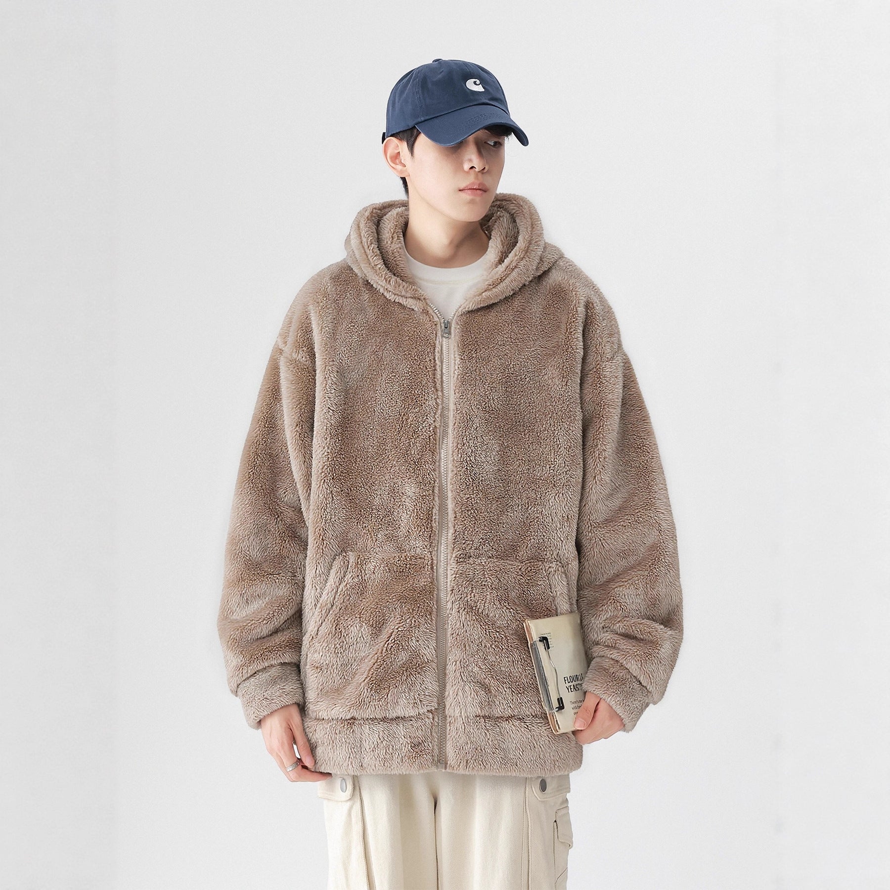 Thickened Hooded Sweatshirt Jacket And Cozy Casual Plush Pants Set