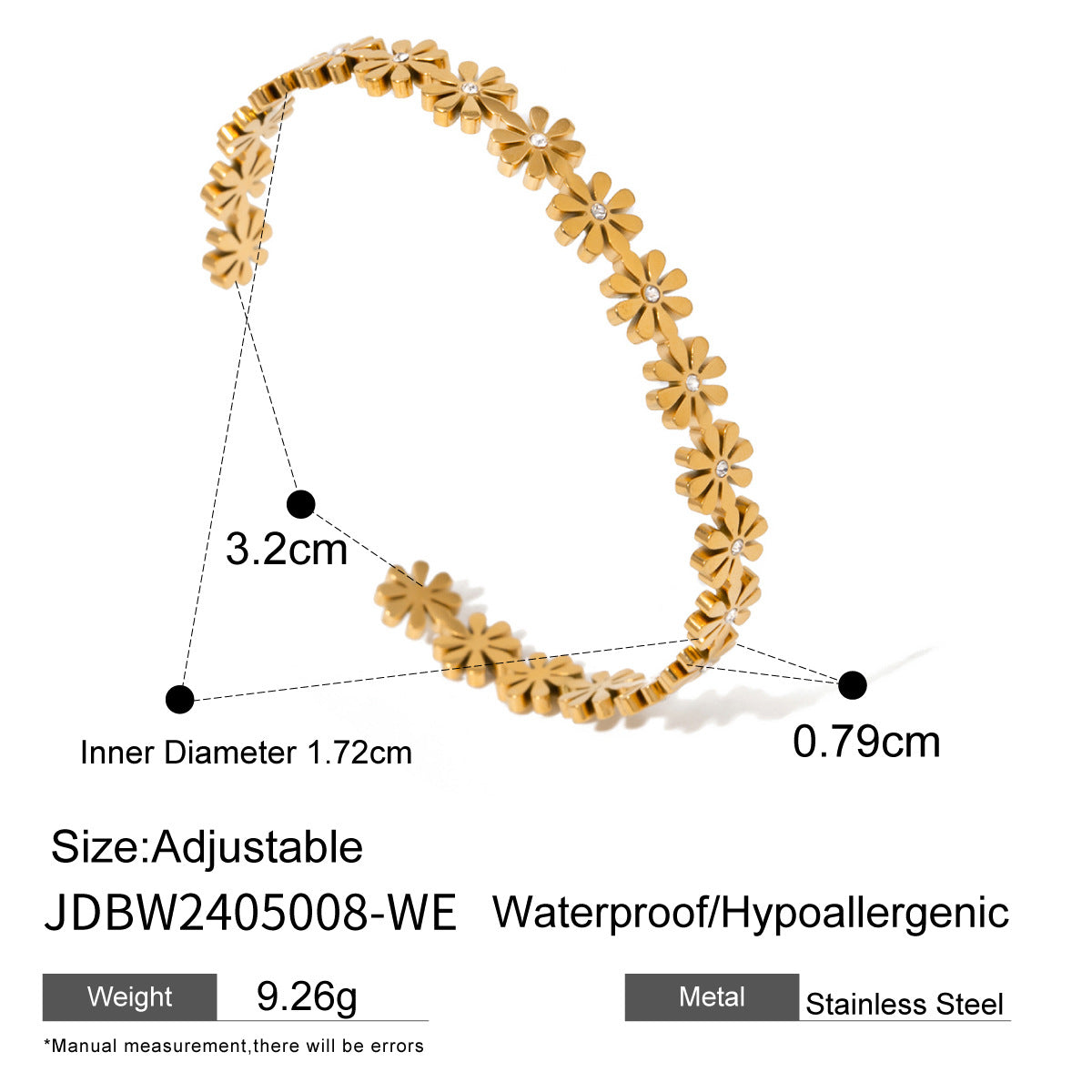 Stainless Steel Colorful Natural Stone Mitten-type Bracelet