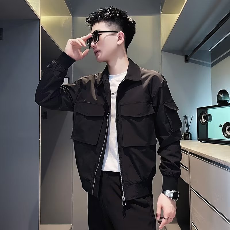 Mens Retro Stand-Up Collar Workwear Jacket