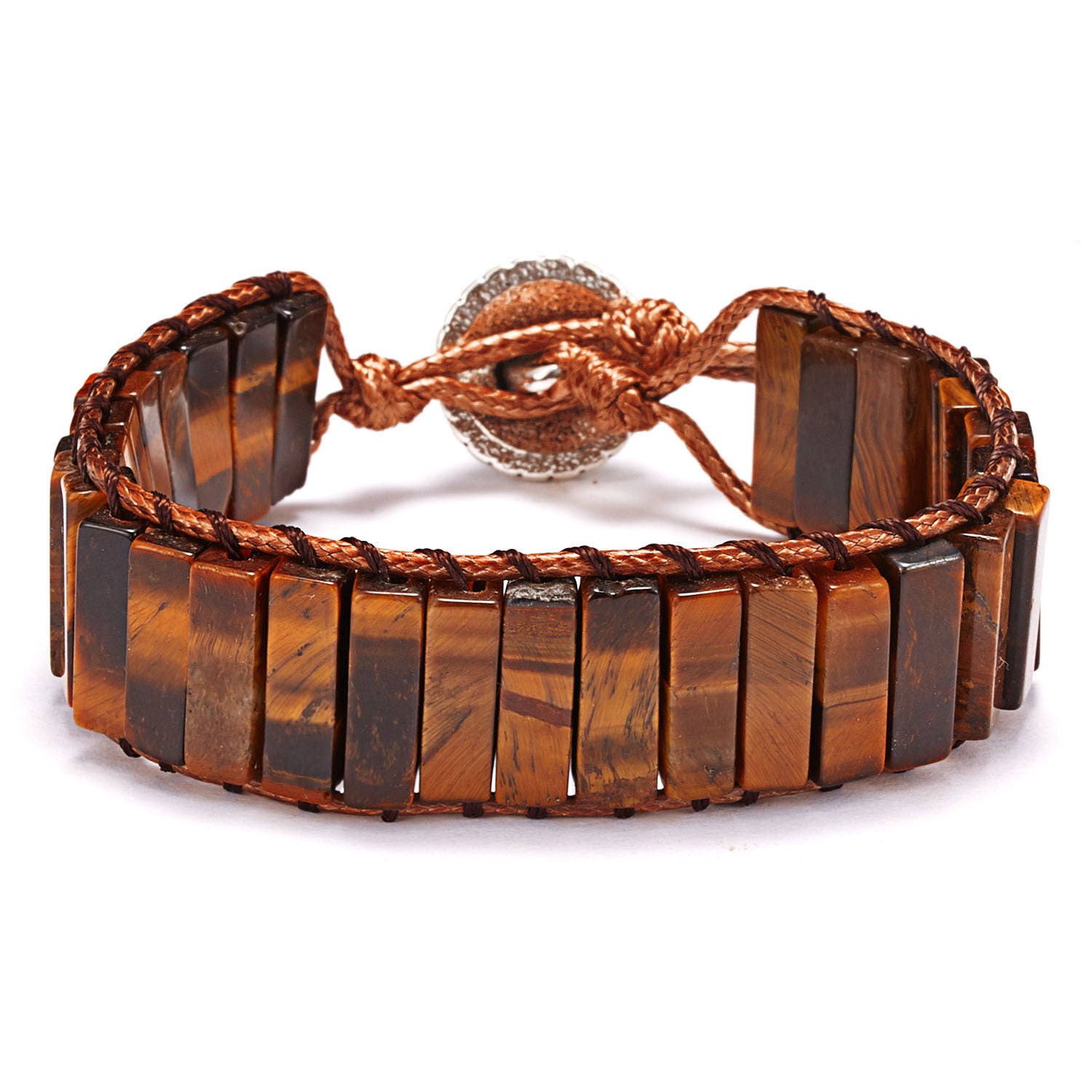 Hand-woven Single-layer Leather Colored Imperial Stone Bracelet