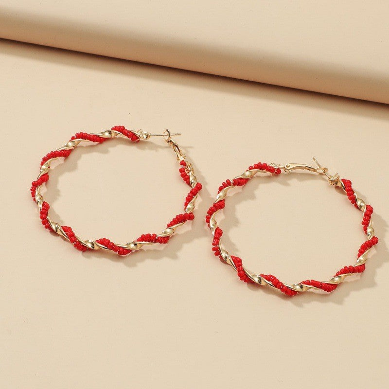 Pearl-like Female Circle Exaggerated Round Earrings