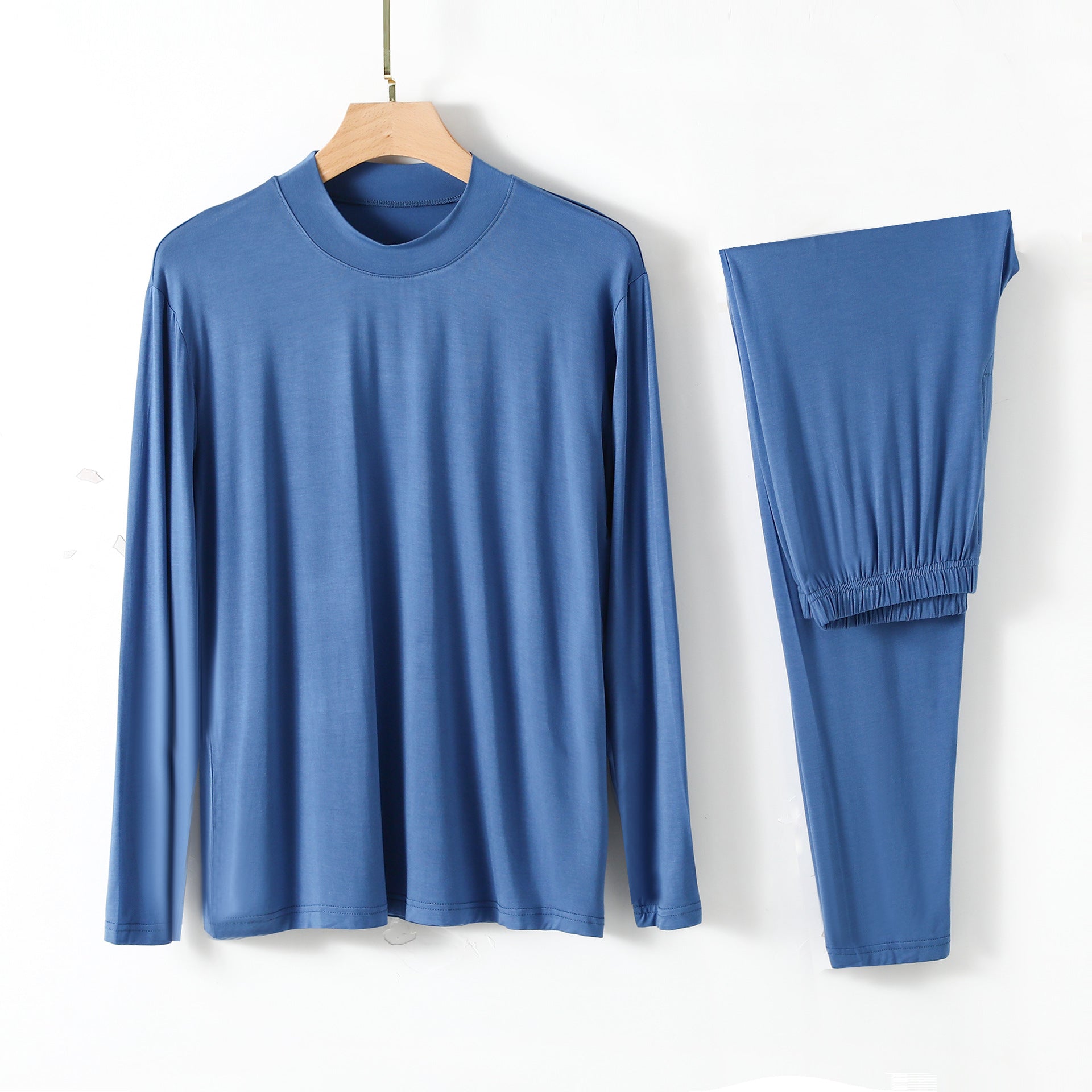 Semi-high Neck Long Sleeve And Long Pants Underwear Set, Comfortable And Smooth Pajama Two-piece Set