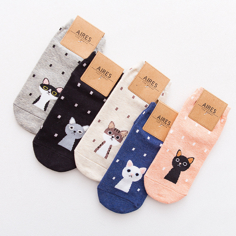 Straight Women's Boat Socks, Three-dimensional Cartoon Animal Cotton Socks, Comfortable Casual Socks