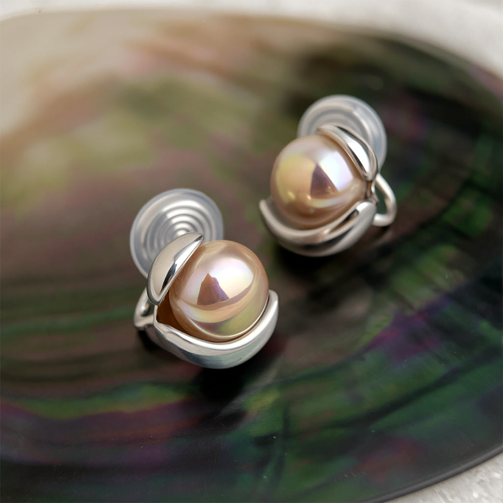 True Gold Geometric Colored Pearl Earrings