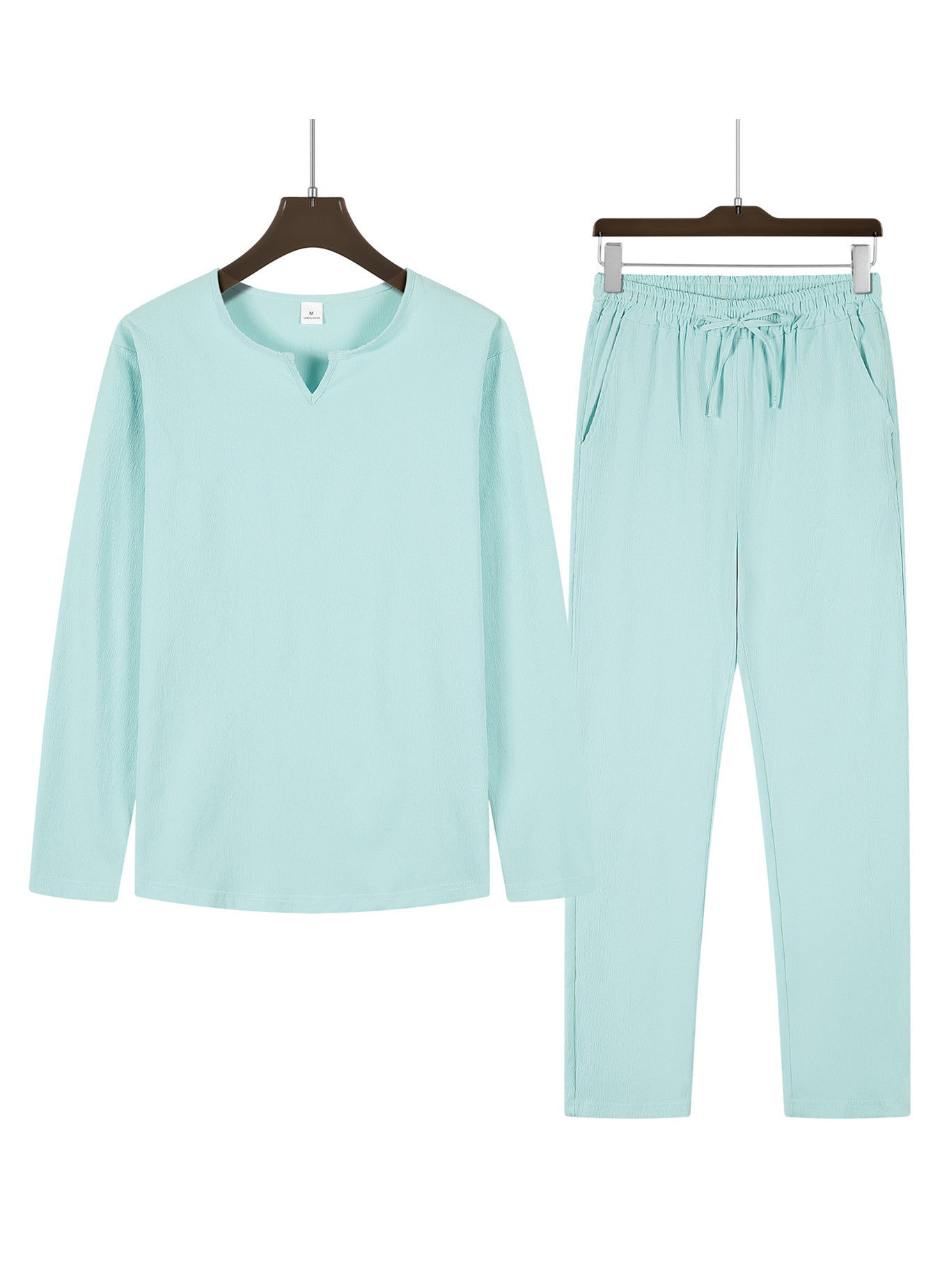 Men's Casual Solid Color Drawstring Waistband Pocket Suit