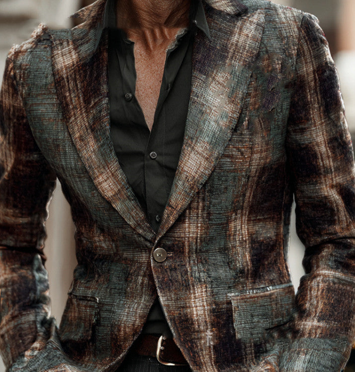 Mens Floral Blazer With Print Suit Jacket