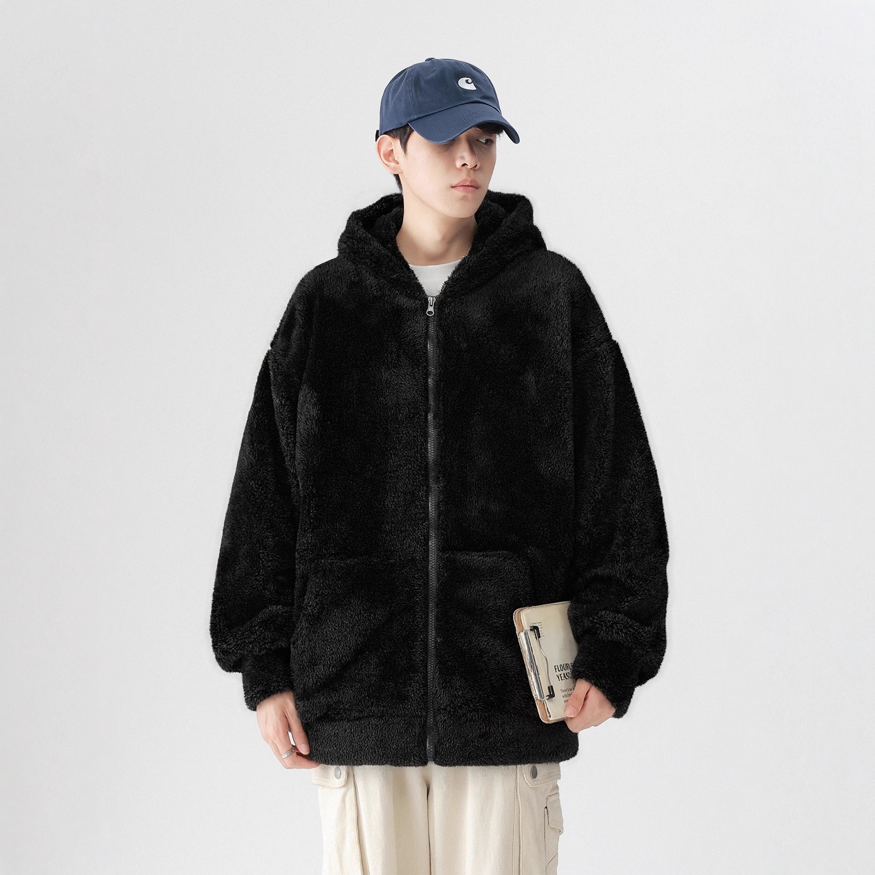 Thickened Hooded Sweatshirt Jacket And Cozy Casual Plush Pants Set