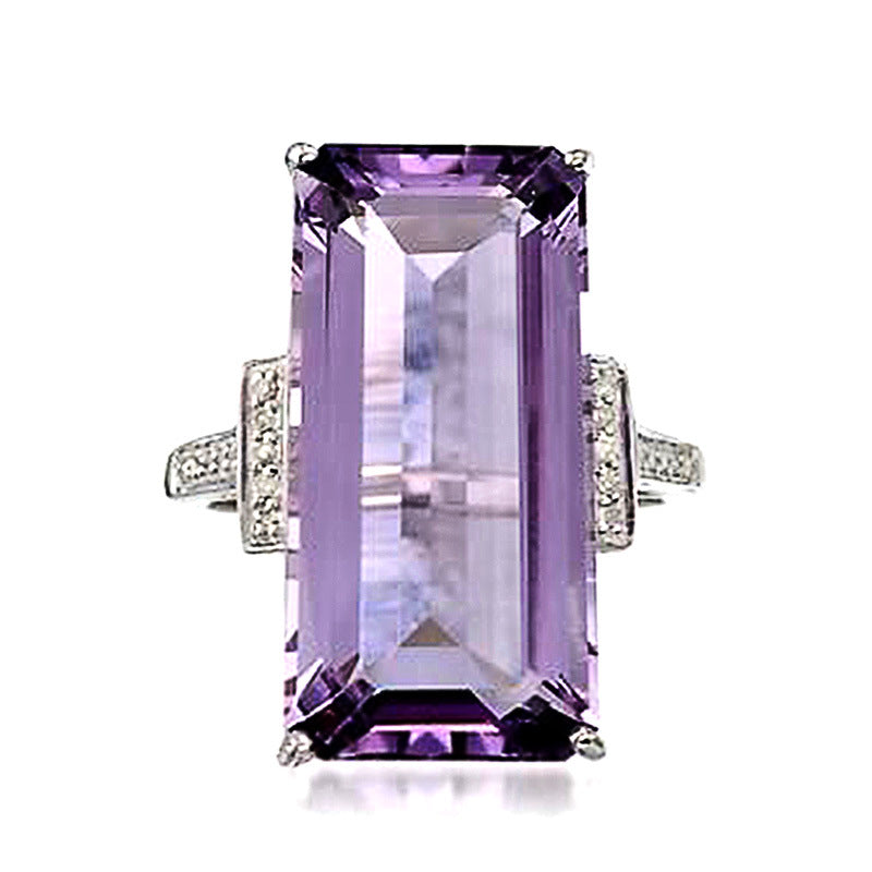 Womens Engagement Ring With Purple Topaz Zircon