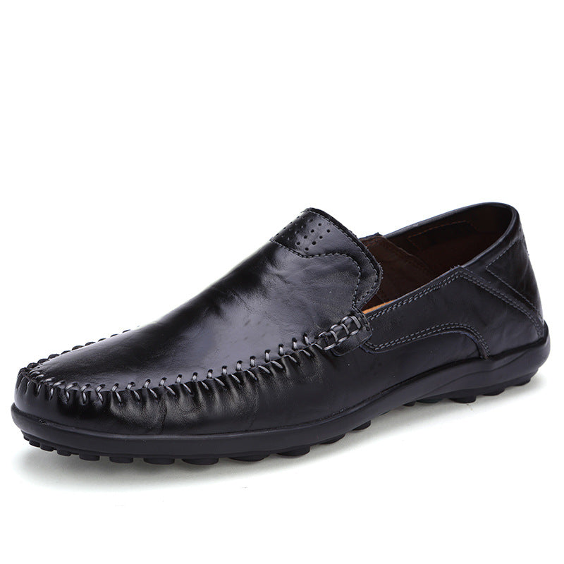 Men's Casual Leather Shoes Lightweight And Versatile British-style Round Toe