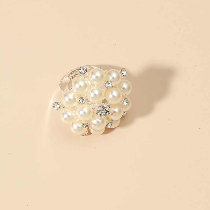 1 Piece French Retro Niche Creative Design Fashion Lightweight Luxury Joint Ring Korean Style Simple Elegance Fake Pearl Open Ring