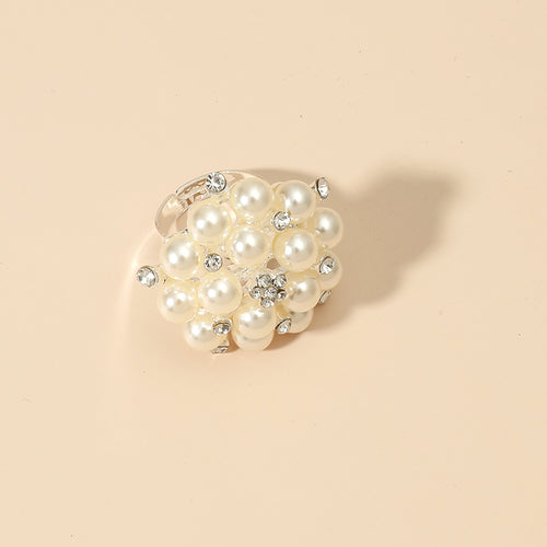 1 Piece French Retro Niche Creative Design Fashion Lightweight Luxury Joint Ring Korean Style Simple Elegance Fake Pearl Open Ring