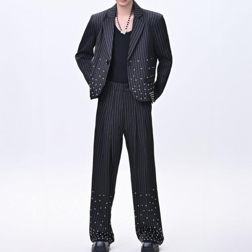 Hot Drilling Design Sense Striped Suit Man