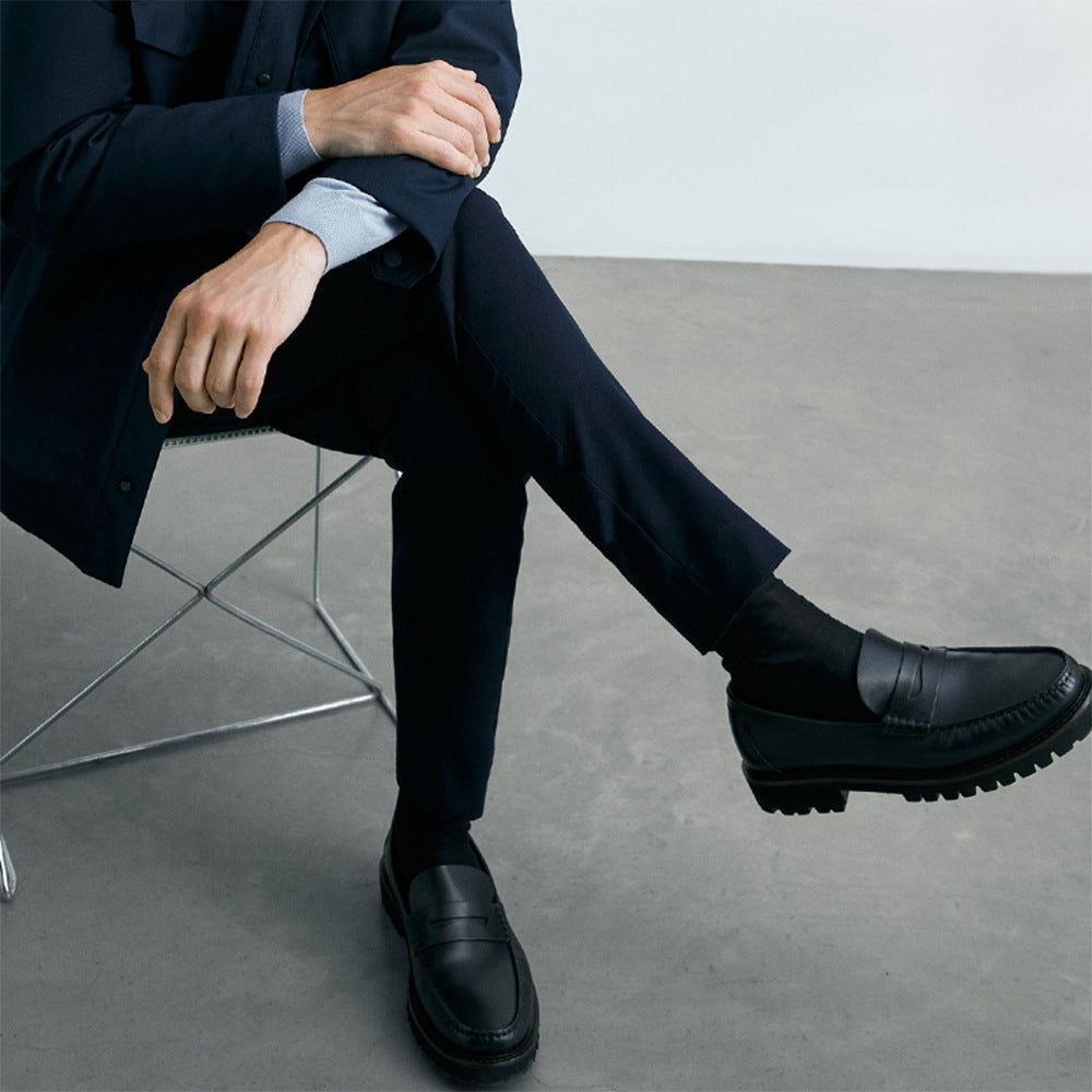 Men's Loafers Leather Shoes First Layer Cowhide Simple Casual Soft Sole Shoes