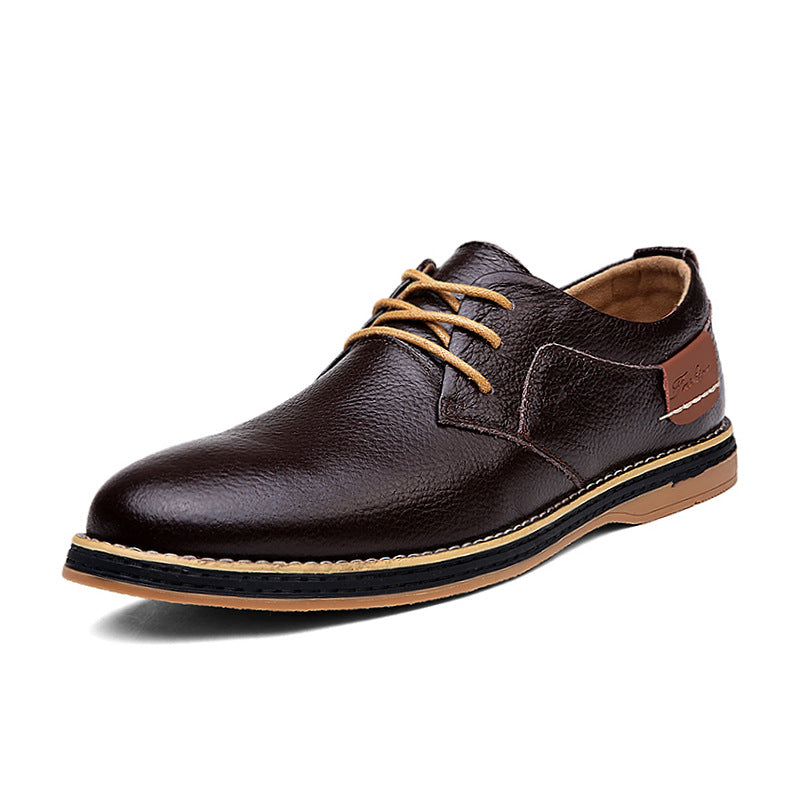 Low Cut Lace Up Casual Leather Shoes With Hand Stitched Detailing