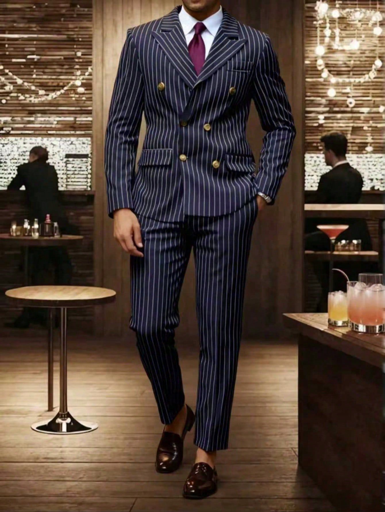 Mens Striped Business Suit Set