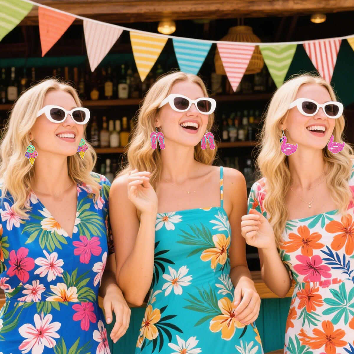 10 Pair Hawaii Theme Rhinestone Painting Earrings