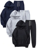 Men's Solid Color Hoodie Casual Set
