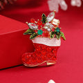 1 Piece Rhinestone-Embellished Women's Brooch - Christmas Boot Design, Gift Lapel Pin
