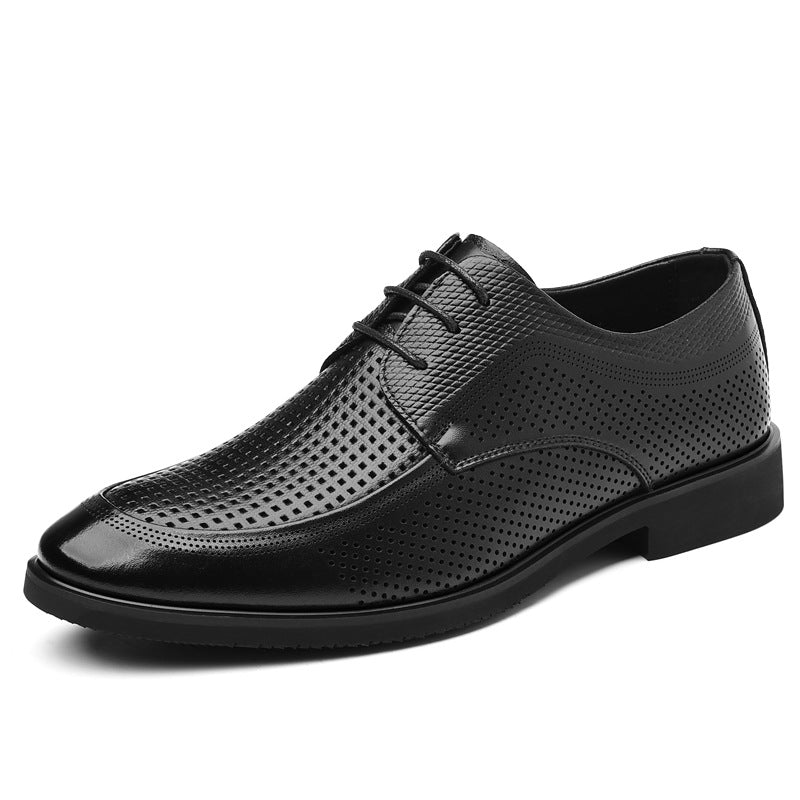 Leather Dress Shoes For Commuting With A Non-slip Round Toe