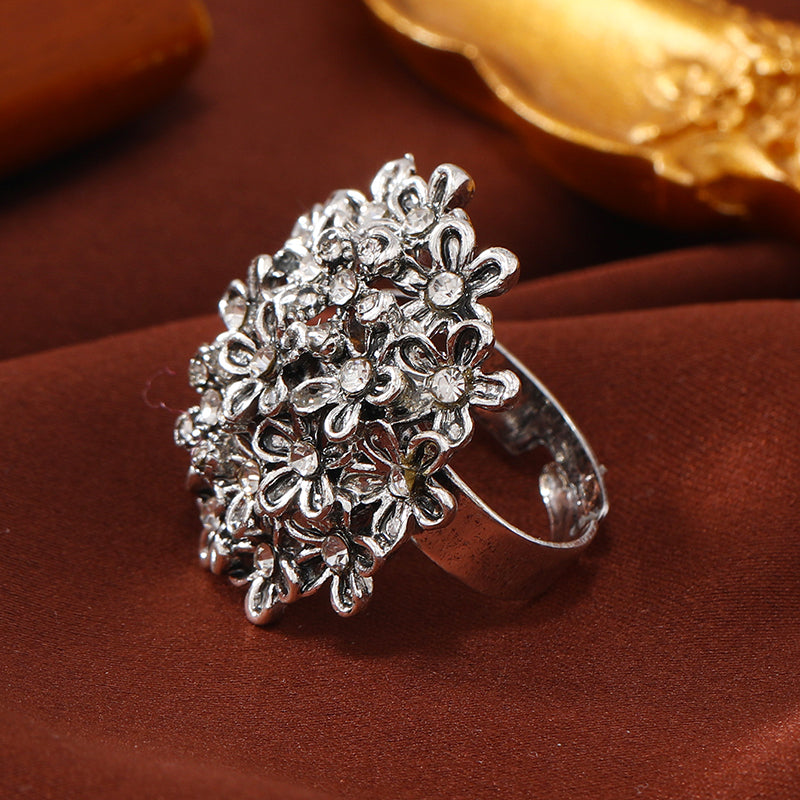 1 Piece Exaggerated Fresh Floral Open Ring For Women - Stylish, Niche Design, High-End Vibe Index Finger Ring Accessory