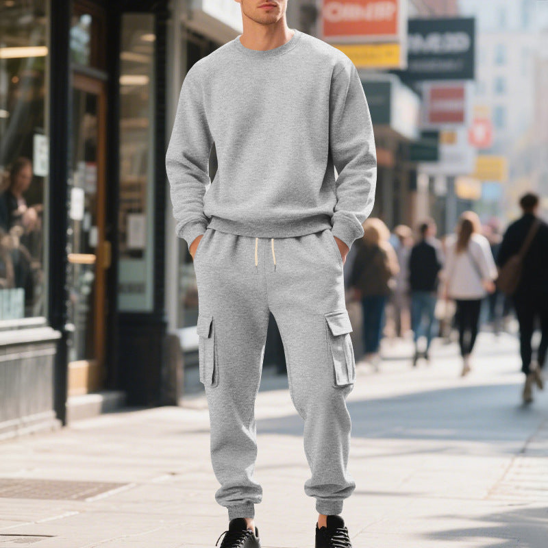 Men's Loose-Fit Casual Sports Crew-Neck Sweater And Pants Set