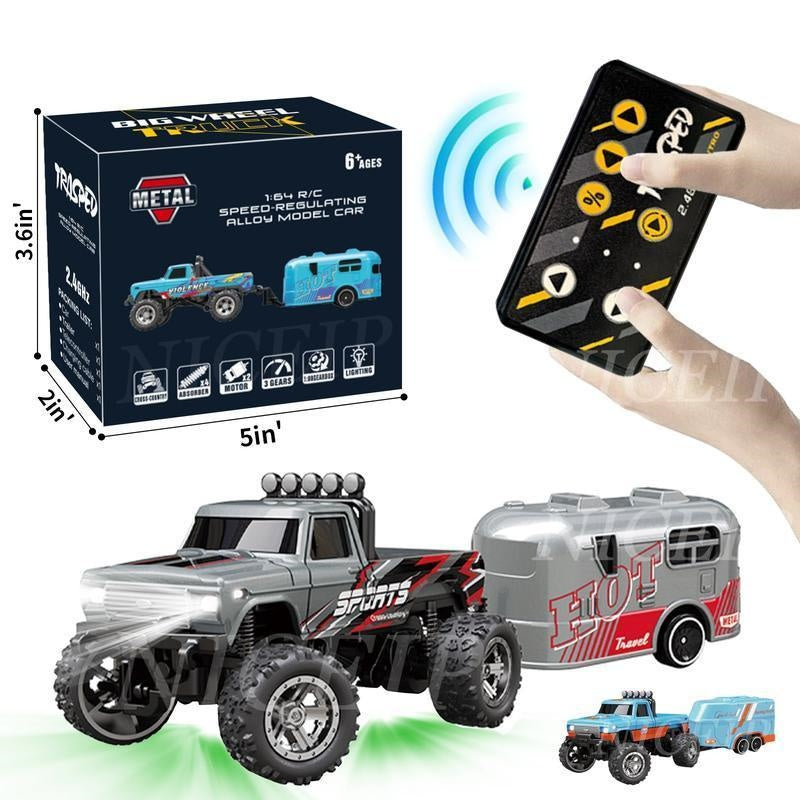 1 In 64 Mini RC Buggy With Detachable Trailer Box With Controller Kids Best Toy Gift Outdoor Impact Resistant RC Toy Car